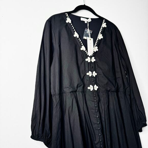 Marea Solana Mini Dress in Black Seashell Cotton Size XL - Picture 5 of 13